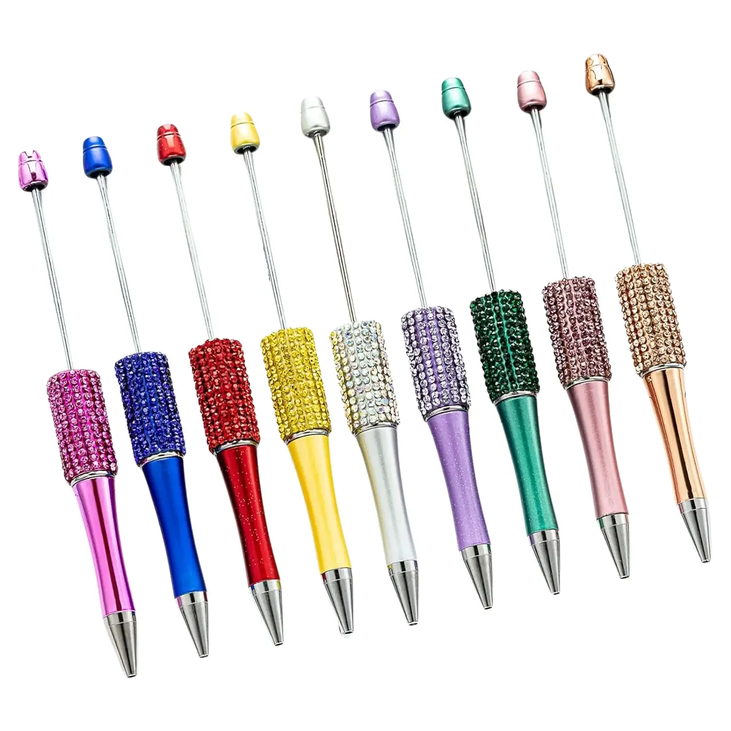 7 Pens Rhinestone Beadable Pens WHOLESALE BULK Beaded Ballpoint Pen 1.0mm Medium Suitable for DIY with Beads and Focals Ships from California