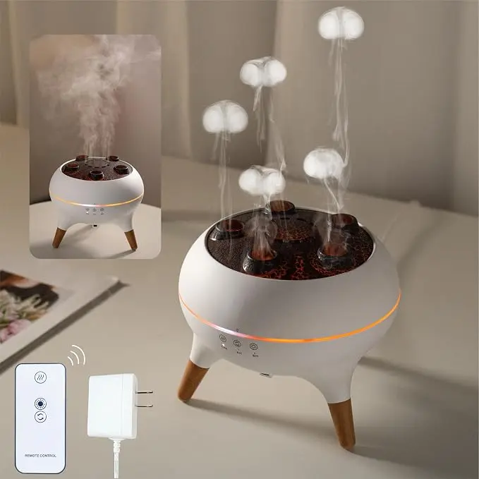 Essential Oil Diffuser (250ml) – Dancing Jellyfish Aromatherapy Diffuser & Humidifier with 7-Color LED Lights, Remote Control, Plug-in (for Bedroom/Office) – Christmas Gift