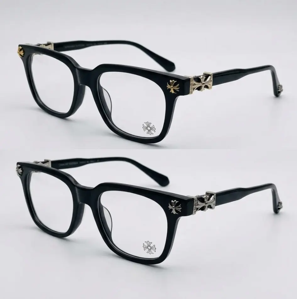 Chrome Hearts Square Eyeglass Frames Black Optical Glasses for Men & Women