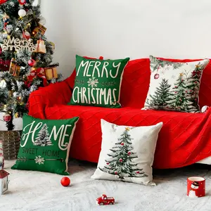 Set of 4 Christmas Cushion Covers, 45x45cm Soft Plush Material, Hidden Zipper Design, Perfect for Home Decor & Festive Celebrations, Creative Decorative Cushion