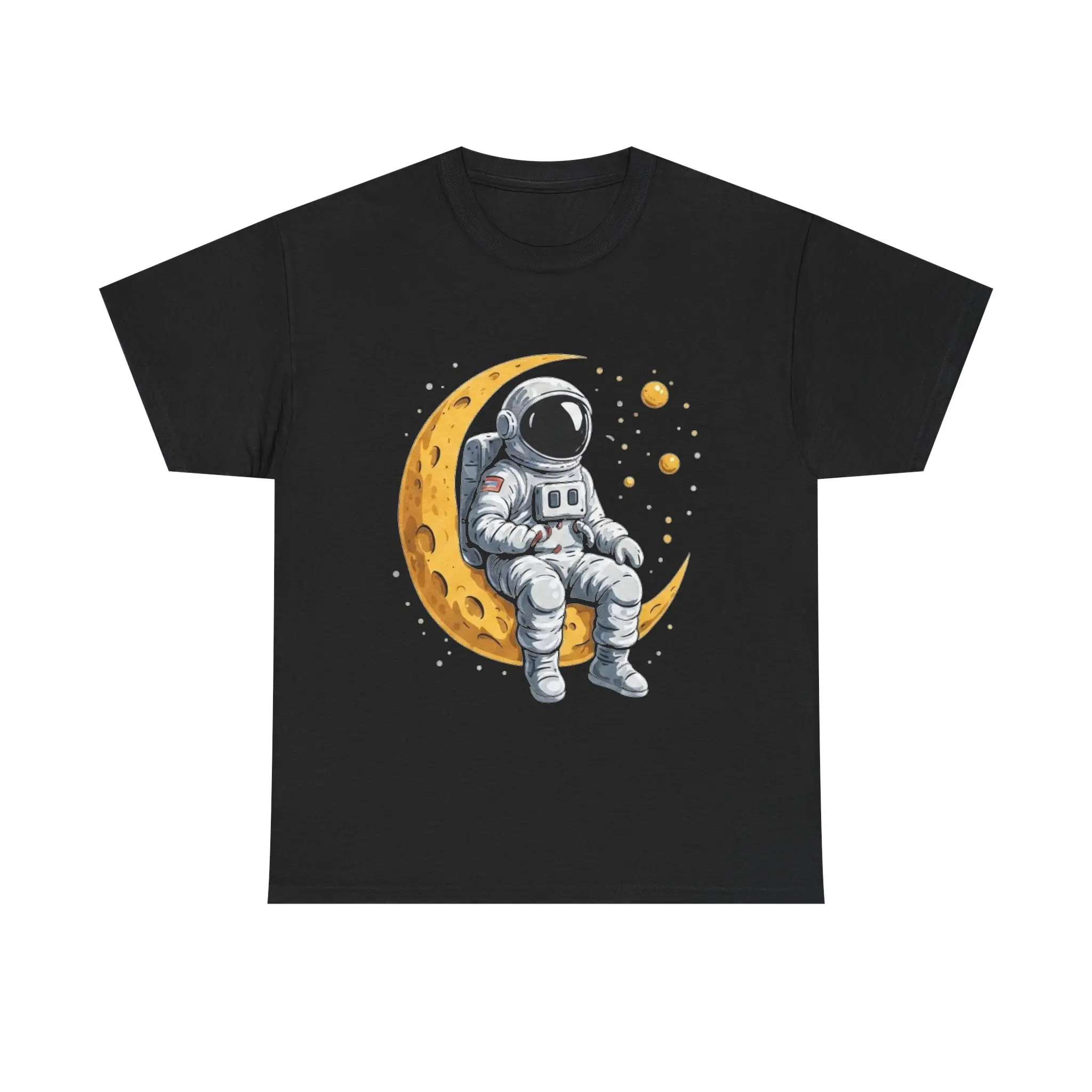 Astronaut Sitting on Crescent Moon Tee | Space Illustration, Stars 02