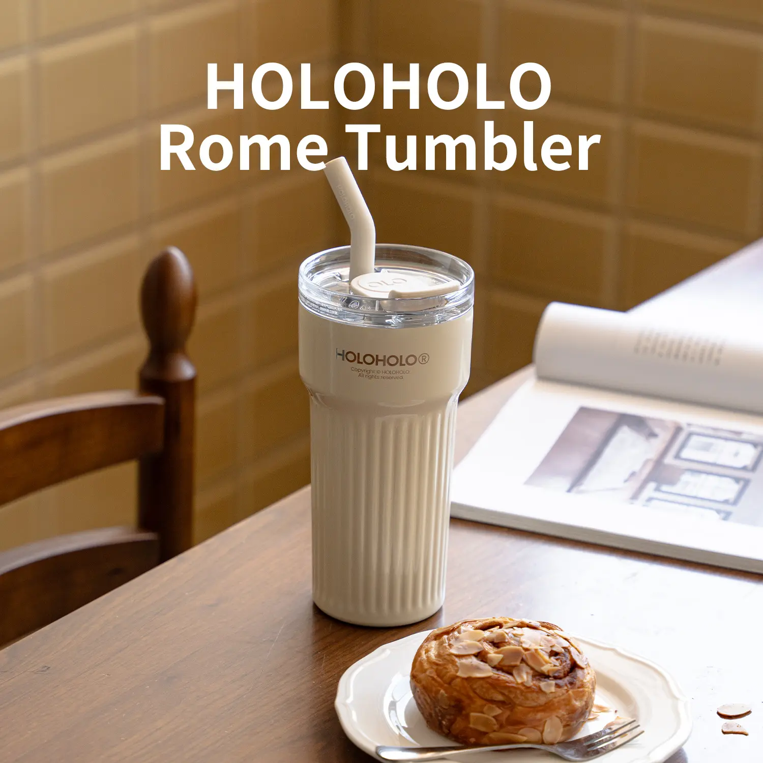 HOLOHOLO 24oz Rome Quencher Insulated Tumbler | 316 Stainless Steel | BPA-Free | Leak-Proof | Car Cup Holder Compatible Drinkware Detachable
