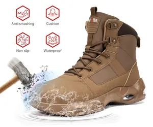 Father's Day Gift Men's Steel Toe Work Boots by LARNMERN, Waterproof Non Slip Safety Shoes, Cushioned High Top Work Footwear, Anti-smashing Industrial Boots, Durable Water Resistant Shoes for Construction, Warehouse & Outdoor Work