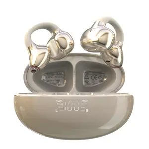 MSHUKCOE Clip-On Headphones, True Open Ear Headset, Lightweight Comfort Open Ear Clip Wireless Earbuds, 36H Play,Bluetooth 6.0 Earphones with Smart Digital Display Design Fit Sports Running