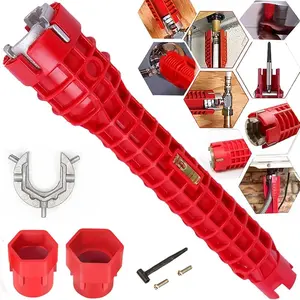 14 in 1 Faucet and Sink Wrench Multifunctional for Under Bathrooms Toilets Kitchens Sinks Repair Removal Plumber Tools Basin Drain Tub nut for Tight Spaces Installation Plumbing Tool