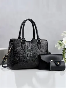Fashion Crocodile Print Vintage Crossbody Bag, Multi-Functional Large Capacity, Stylish Design, Perfect for Travel and Shopping