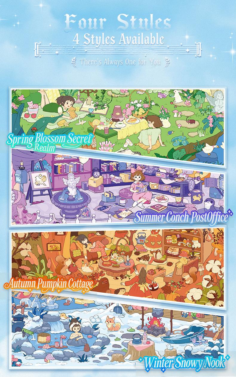 Seasonal Sanctuary Series – 3D Scene Sticker Kit,DIY Fantasy Diorama for Journaling & Scrapbooking,Cottagecore Aesthetic Gift for Women & Girls,PET Sticker Set