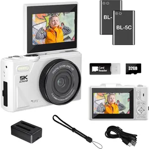 Point and Shoot Digital Cameras Portable Camera FHD 64MP 4K Digital Camera with 16X Zoom Anti-Shake with Flip Screen