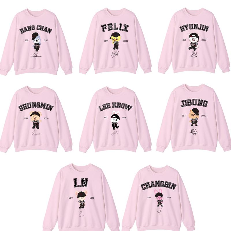 Cute SKKZO Member Sweatshirt, Kpop Stan Outfit, Stay Casual Crewneck, Boy Group Lovers Tops Womenswear
