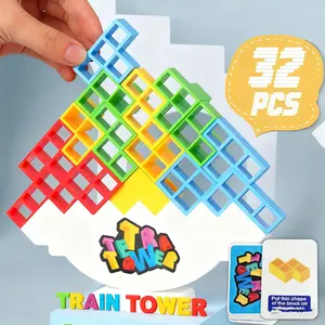 32 PCS Balance Tower Game Tower Stack, Fun Stacking Tower Challenge for Tabletop, Stacking Game for Kids and Adults, Family Game Night by Diffy Games for Parties, Travel