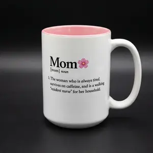 Mom Definition Mug Ceramic Mug | Flower, Funny Mom Dictionary, Runs on Caffeine