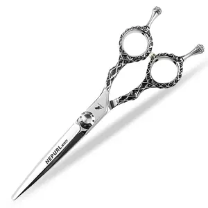 6.0 Inch Bright Handle High-End Hair Cutting Scissors, 440C Stainless Steel, Fine-Tooth, Right-Handed, Hand-Finished, Home & Salon Use
