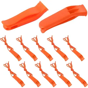 10 count Safety Whistle Marine Whistle Plastic Whistles with Lanyard for