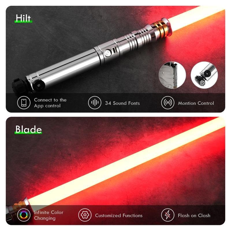 MightyBeanz Metal Handle Darth Revan Lightsaber 92cm PC Blade App Controlled Role Playing Outdoor Sports Dueling Toy with Custom Soundboard Pixel FX Sword Durable Steel
