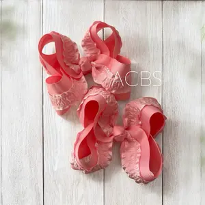 Hair Clips, Boutique Bows pink Piggie set