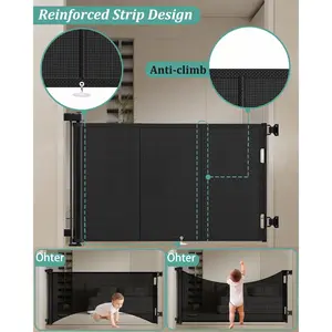 71 inch Retractable Baby Gates 34 inch Tall, Retractable Gate with Reinforced Strip Design to Prevent Crawling Through, 6 FT Retractable Dog Gate for Stairs, Doorways, Hallways, Indoor/Outdoor
