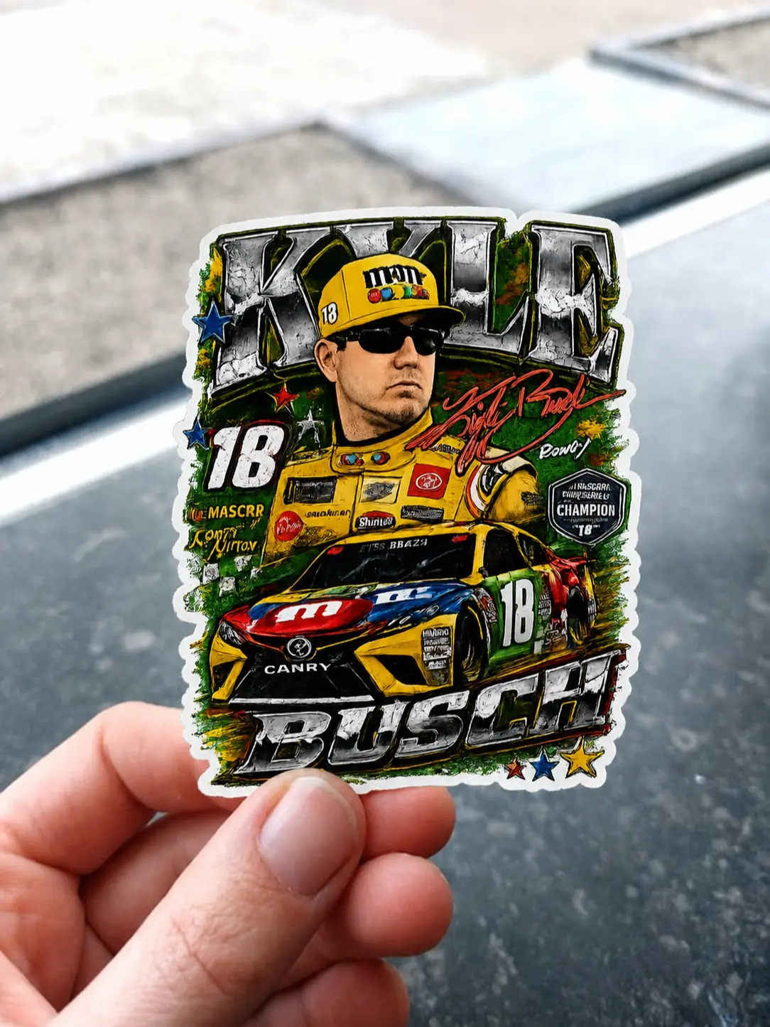 Kyle Busch Sticker, 18 Racing Rowdy Busch Sticker, Stock Car fan Sticker