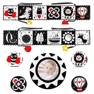 Soft Baby Books - High Contrast Black & White Touch & Feel Crinkle Cloth Books for Infants & Toddlers, Early Educational Stimulation Toys, Baby Girl & Boy Gift, Animal Theme