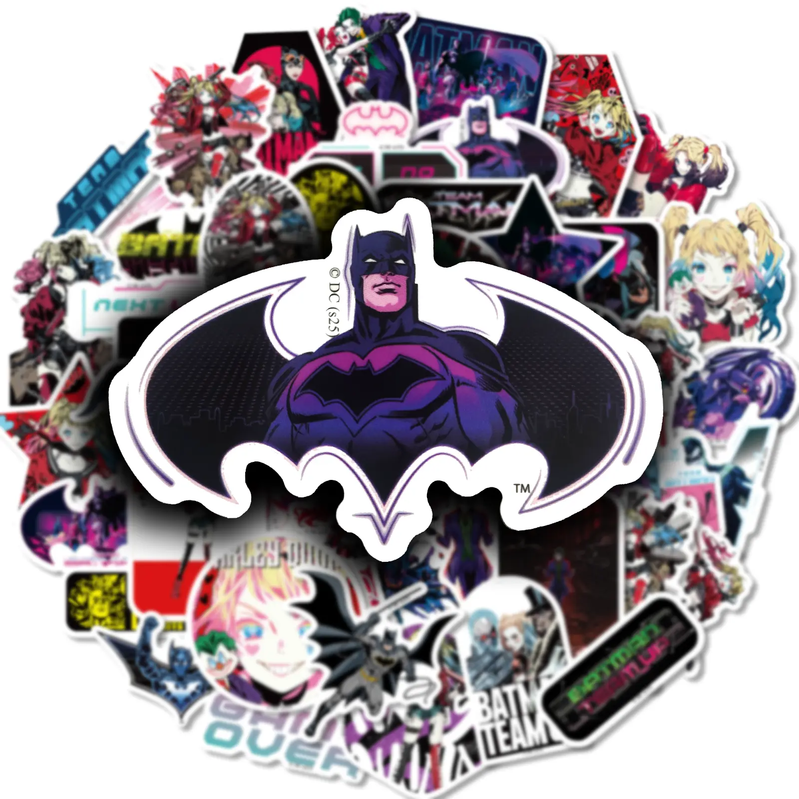 Justice League Batman Anime Stickers ,50Pcs Waterproof PVC Vinyl Decals, Cool Street Style Decorative Sticker ,Perfect Gift For  Fans Laptop Water Bottle Skateboard Luggage