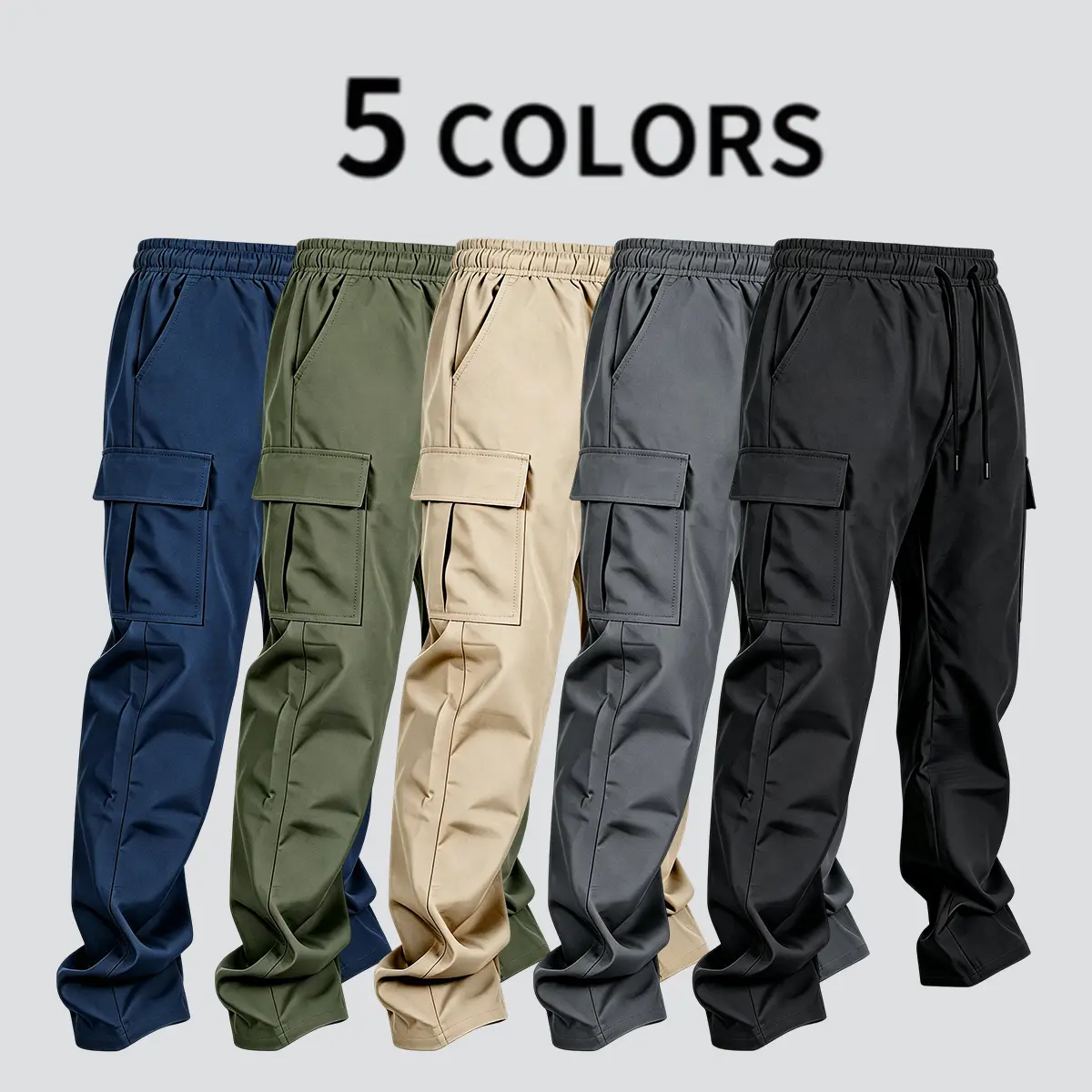 TOOTD Men’s Cargo Pants — men’s workwear, minimalist design, comfortable and easy to care for, stylish lettered label cargo pants, loose fit, woven fabric, lightweight men’s long pants for autumn and winter.