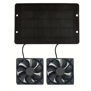 Solar Powered Dual Fan Ventilation System, Rainproof Silent Greenhouse Chicken Coop Cooling Device, Multi-Scene Circulating Air Cooler