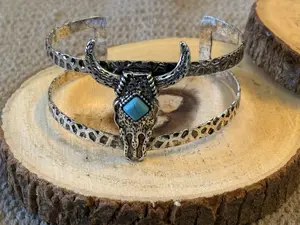 Cow Skull Silver Cuff