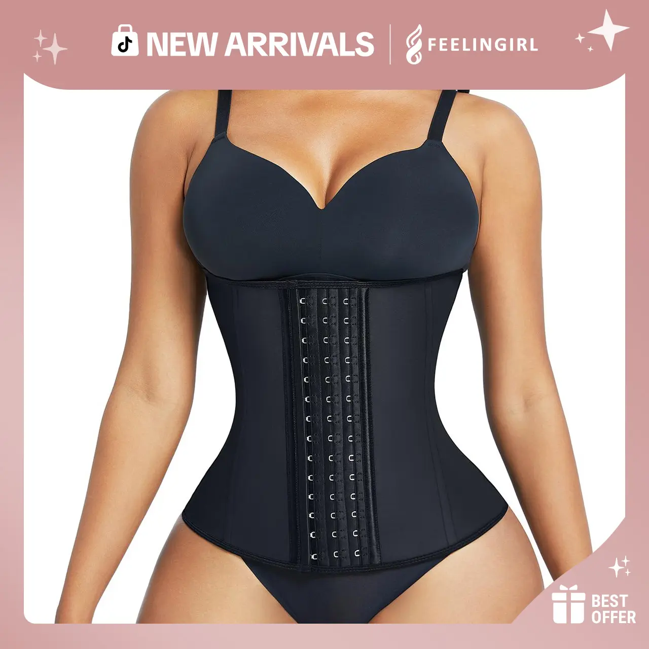 FeelinGirl Hook Latex Waist Trainer Waist Cincher Corset for Women Compression Fit Shapewear Womenswear Gorgeous Day waisttrainer Lady Underwear Basic Comfortable #newarrivals#SohoChic
