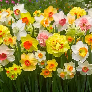 Mixed Narcissus Daffodil 50 Bulbs - Perennial Spring Blooming, Deer Resistant, Easy to Plant & Maintain, Ideal for Garden Use