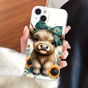 Highland Cow Sunflower Cute Cool Fun Phone Case, Anti-Drop With Lens Protection, For iPhone17/16Pro, 15 14 13 12 11 Pro Max X XR XSMAX 8 7 Plus. SE2