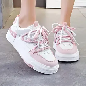 (New)Ladies' Stylish And Comfortable Skate Shoes, Casual Lace-Up Height-Increasing Walking Shoes, Versatile Soft-Soled Outdoor Sports Shoes.Training Sneaker Athletic Trainer Runner Women Running Footwear Closed Girl