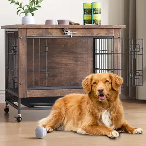 26 Inch Heavy-Duty Dog Crate, Modern Dog House with Double Doors, Suitable for Small Medium Dogs, Wooden Kennel Serving As a Side or End Table for Living Room, Bedroom, Rustic Brown candy cockers
