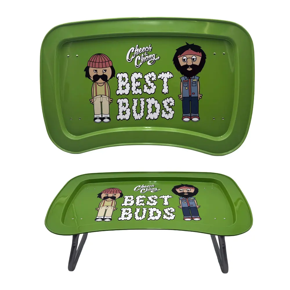 Cheech and Chong Best Buds Foldable Standing Tray 22"x14" Durable Metal Construction Iconic Stoner Vibes Vibrant Graphic Sturdy for Fans Metal Tableware