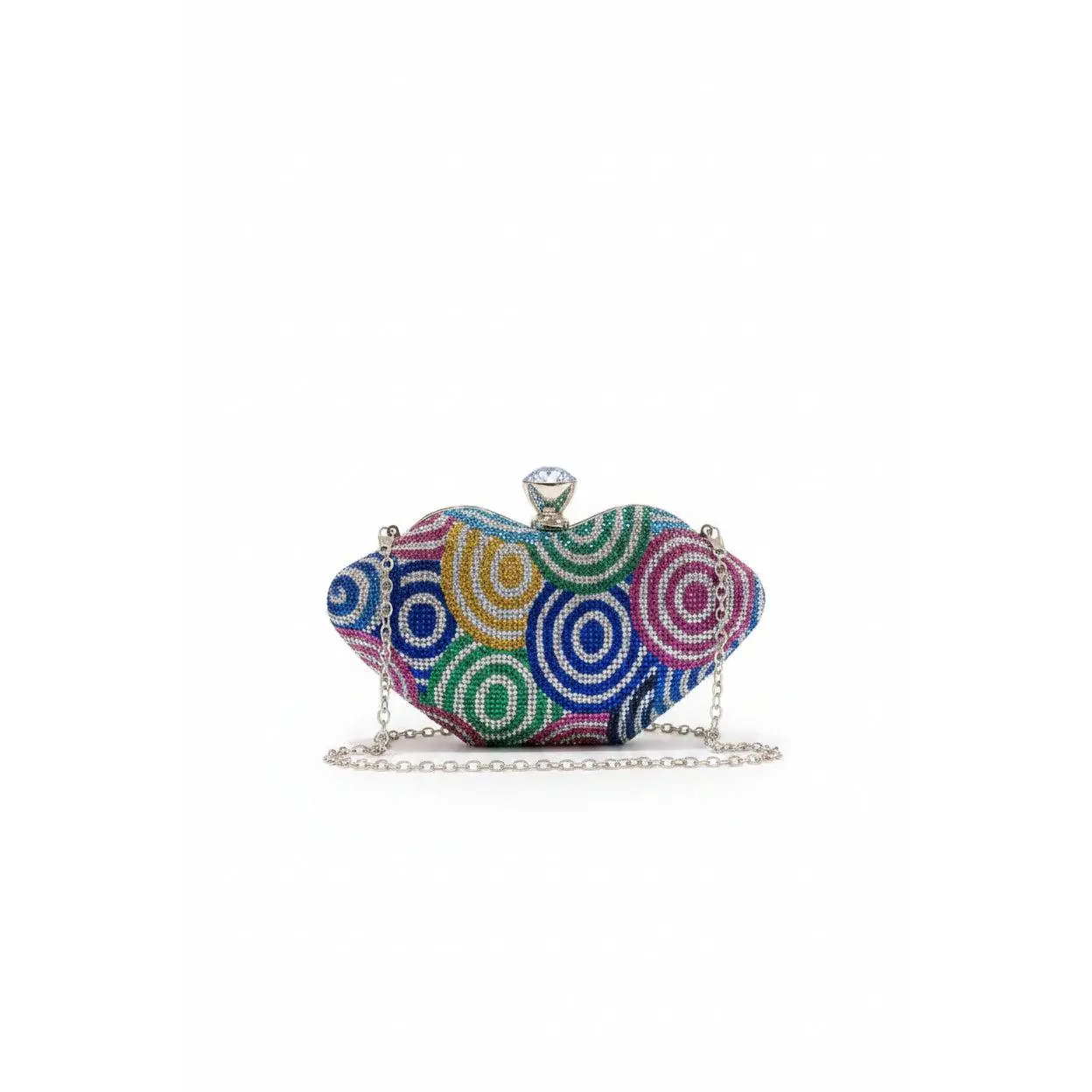 Women's Radiant Orbit Rhinestone Diamond Clutch & Wristlet, Elegant Evening Party Accessory, Rhinestone Diamond Women's Clutches & Wristlets