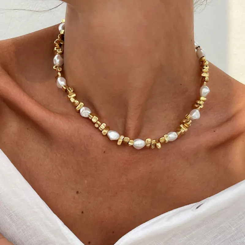 Modern Street Style Baroque Irregular Imitation Pearl Bead Necklace Choker, Simple Pendant, Perfect for Parties and Gifts, Faux Pearl Necklace, Faux Pearl Jewelry