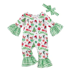 My First Christmas Baby Girl Outfit Newborn Infant Gingerbread Romper Santan Claus Jumpsuit Toddler Xmas Clothes