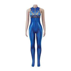 chun-li fighter jumpsuit chunli cosplay costume jumpsuit bodysuit chun-li cosplay zentai costume