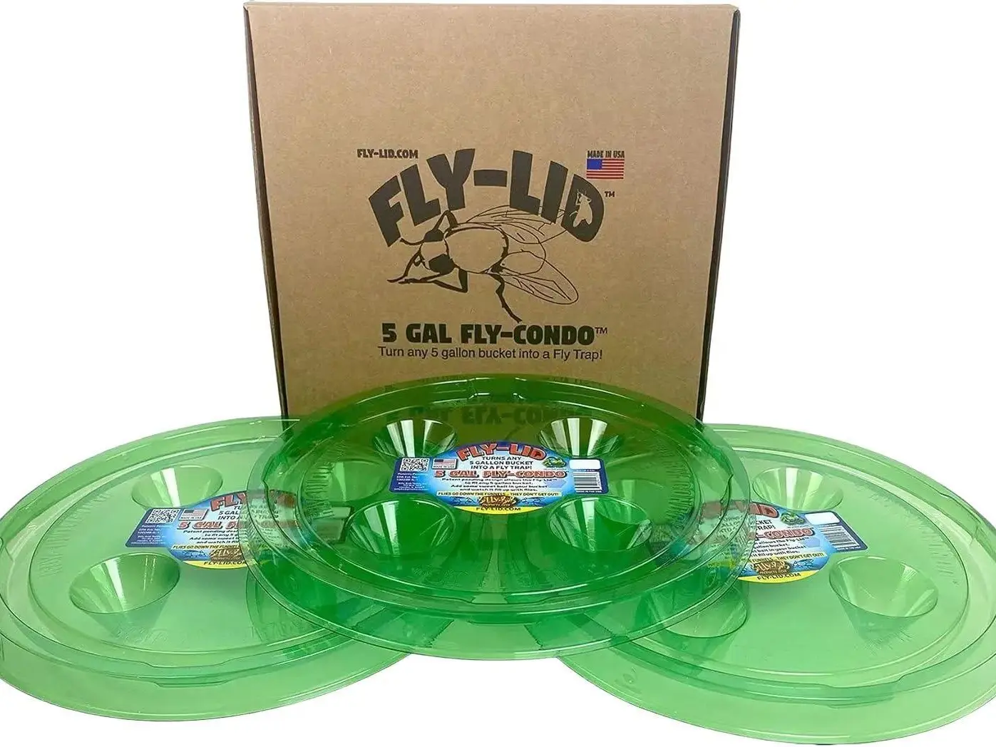 Billy-Bob Fly-Lid 5 Gallon Bucket Fly Lid (3 Pack) Turn Any 5 Gallon Bucket into a Fly Trap!