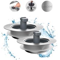 2 Pack - Stainless Steel Metal Pop Up Sink Stopper
