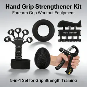 Hand Grip Strengthener Kit 5-in-1 Set for Forearm & Finger Strength Training Adjustable Resistance 10-130 lbs Smart Counter Stress Relief Grip Ball Ideal for Muscle Building Injury Recovery Arm Grip Strength Trainer gym home