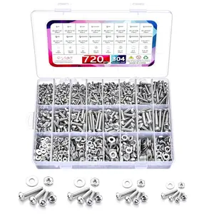 720 count 304 Stainless Steel Machine Screws Assortment Kit, Phillips Pan  #4-40#6-32#8-32#10-24 Coarse Thread Screws Nuts Flat Washers Set with  Storage Case for DIY Household Repair