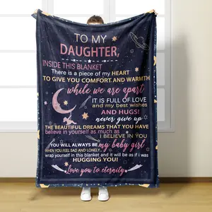 1pc To My Daughter Letter Blanket From Dad Mom, Warm Letter Throw Blanket For Daughter, Birthday Gifts For Daughter From Mom Dad, Valentine's Gifts For Daughter-280GSM
