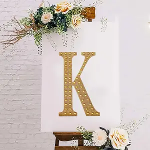 Decorative Rhinestone Alphabet "K" Letter Stickers 8", Gold Glitter Adhesive Craft Letters - DIY Sparkle Embellishments