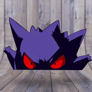 Gengar Peeker Sticker, Poke Car Decal Ghost Anime Vinyl Car Decal: Waterproof Ghost Family Sticker for Laptop