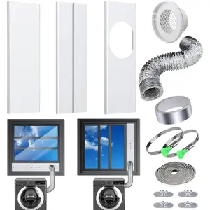 Window Dryer Vent Kit with 4 Inch 10 feet Dryer Vent Hose, Adjustable Window Seal Panels with Coupler & Filter for Horizontal & Vertical Sliding Windows