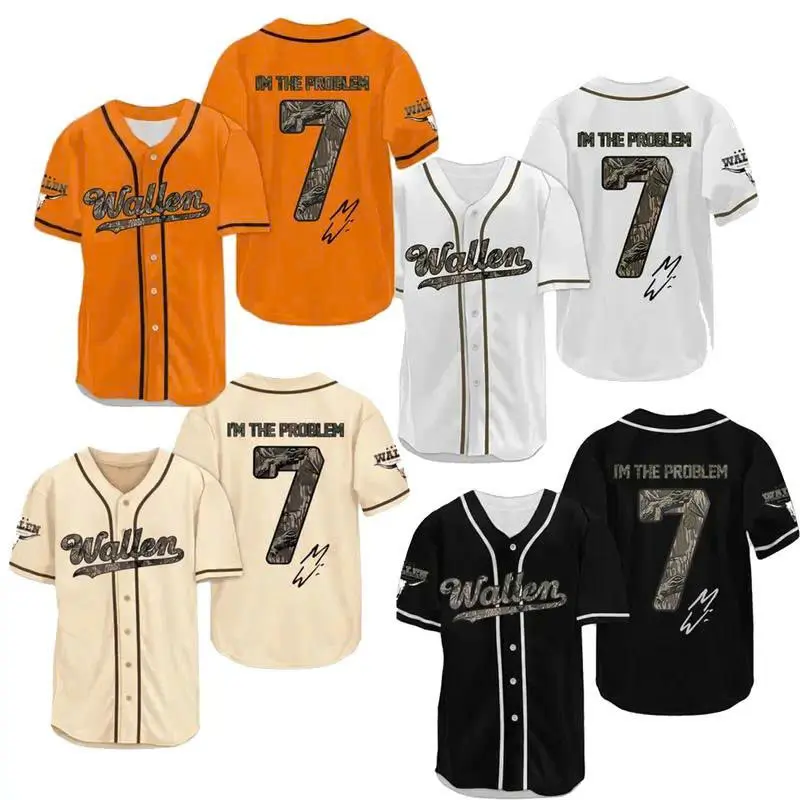 Retro 7 Wallen Baseball Jersey, Country Music Shirt, Tour 2026 Fan Gift, Still The Problem Tour 2026 Short Sleeve Shirt, MW Fan Merch