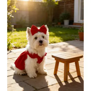 1 piece of pet clothing + hair clip, red corduroy bow dress, suitable for small dogs (recommended to choose one size larger), going out for a party,holiday decoration, fashionable clothes dog accessories dog products cool cat stuff / pet suprise gift