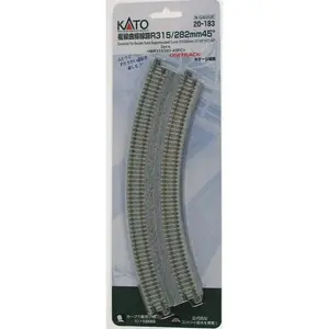 Kato N 20183 Unitrack Concrete Tie Double Super-Elevated 11"-12 3/8" Radius 45-Degree Curved Track (2)