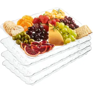 Plasticpro Plastic Serving Trays - Serving Platters Rectangle 9X13 Disposable Party Dish Includes 4 Trays