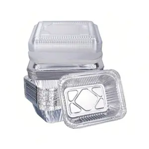50sets 12.3 Lbs Aluminum Pans With Clear Lids, Foil Cover, Aluminum Foil Pans - Portable Food Containers, Recyclable Aluminum Foil, Firm Seal, Spill Proof - 5.1 X 3.9 Inches (About 13 X 10 X4.2 Cm)