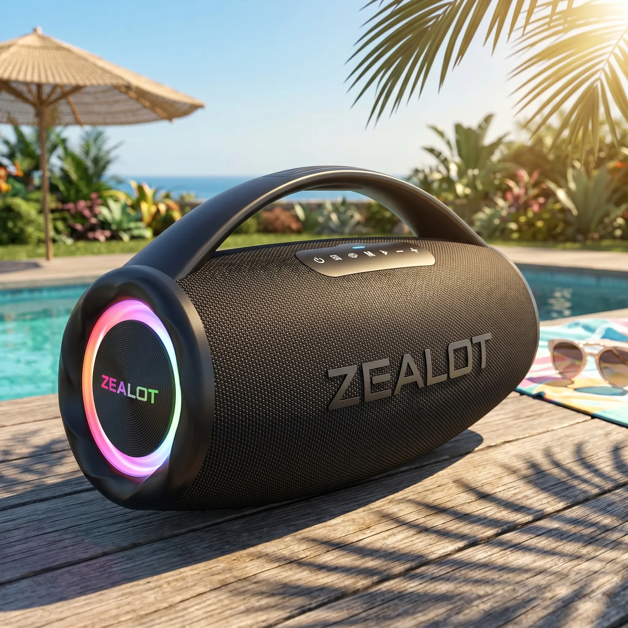 ZEALOTs 120W Wireless Bluetooth Speaker, 16000mAh Battery, IPX6 Waterproof Compact Audio Boombox, Long Playtime, Portable for Smartphone, Devices, Mobile, Tablet, PC, TV Indoor Outdoor Charging, Wireless Speakers, Portable Speakers